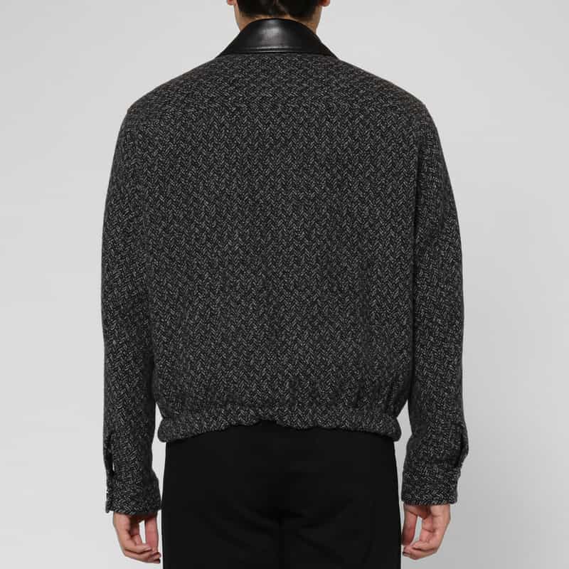 YOKE YOKE＜ヨーク＞ ヘリンボーン柄ジップアップツイードジャケット BLACK