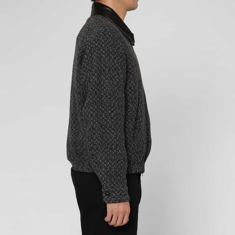 YOKE YOKE＜ヨーク＞ ヘリンボーン柄ジップアップツイードジャケット BLACK