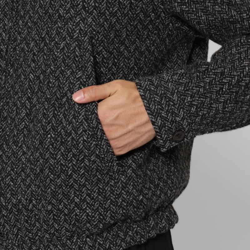 YOKE YOKE＜ヨーク＞ ヘリンボーン柄ジップアップツイードジャケット BLACK