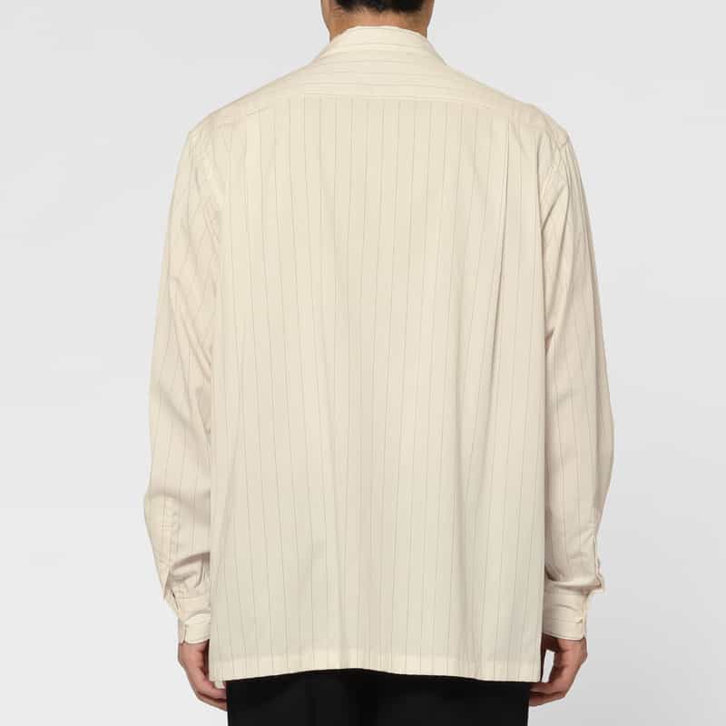 YOKE YOKE＜ヨーク＞ ストライプ柄オープンカラーシャツ WHITE