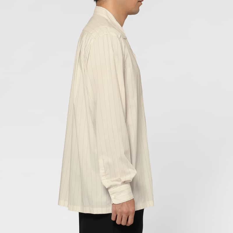 YOKE YOKE＜ヨーク＞ ストライプ柄オープンカラーシャツ WHITE