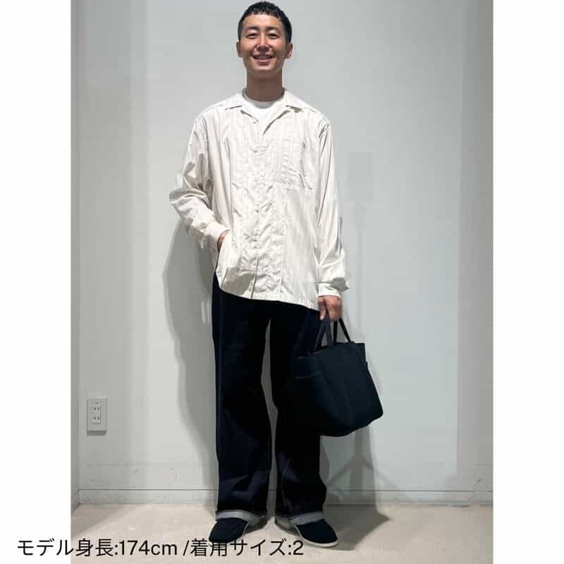 YOKE YOKE＜ヨーク＞ ストライプオープンカラーシャツ WHITE