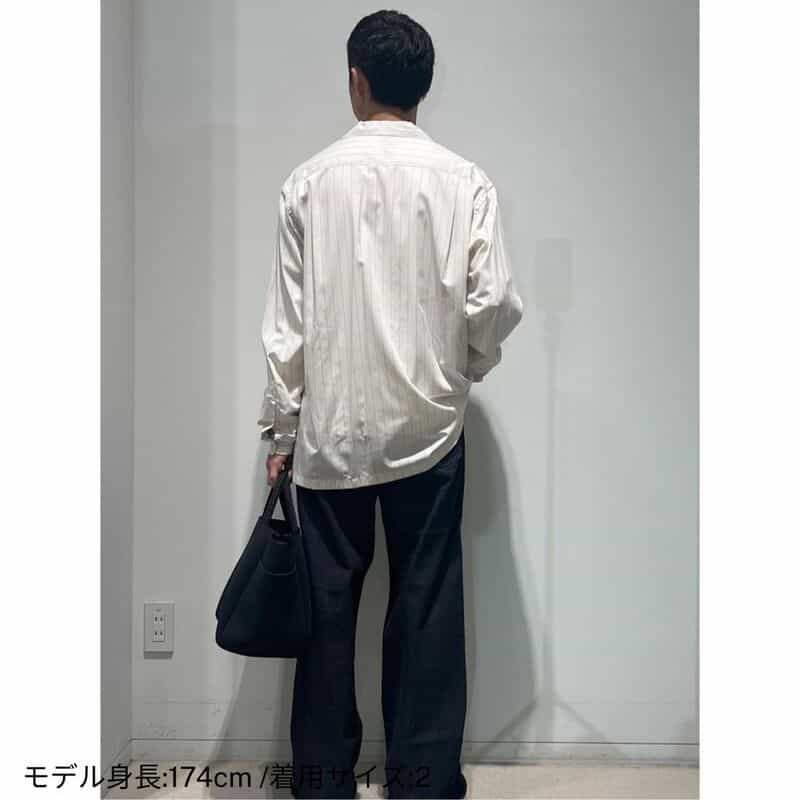 YOKE YOKE＜ヨーク＞ ストライプオープンカラーシャツ WHITE