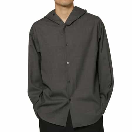 OVERCOAT＜オーバーコート＞ フード付きウールカジュアルシャツ