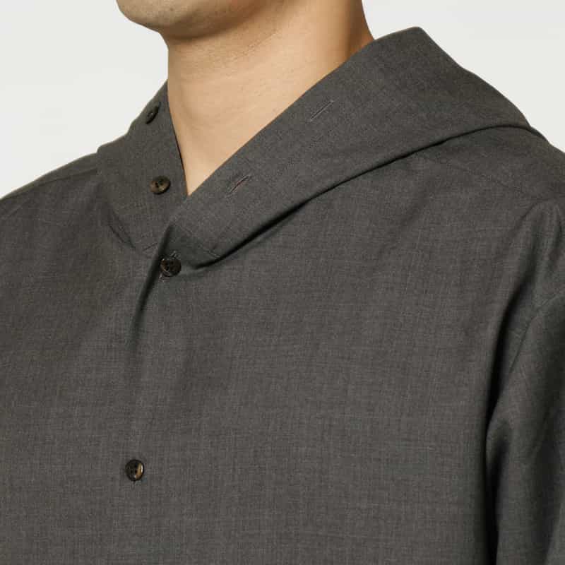 OVERCOAT OVERCOAT＜オーバーコート＞ フード付きウールカジュアルシャツ GRAY