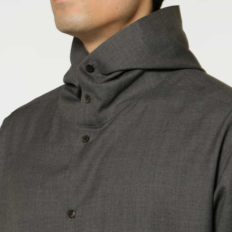 OVERCOAT OVERCOAT＜オーバーコート＞ フード付きウールカジュアルシャツ GRAY