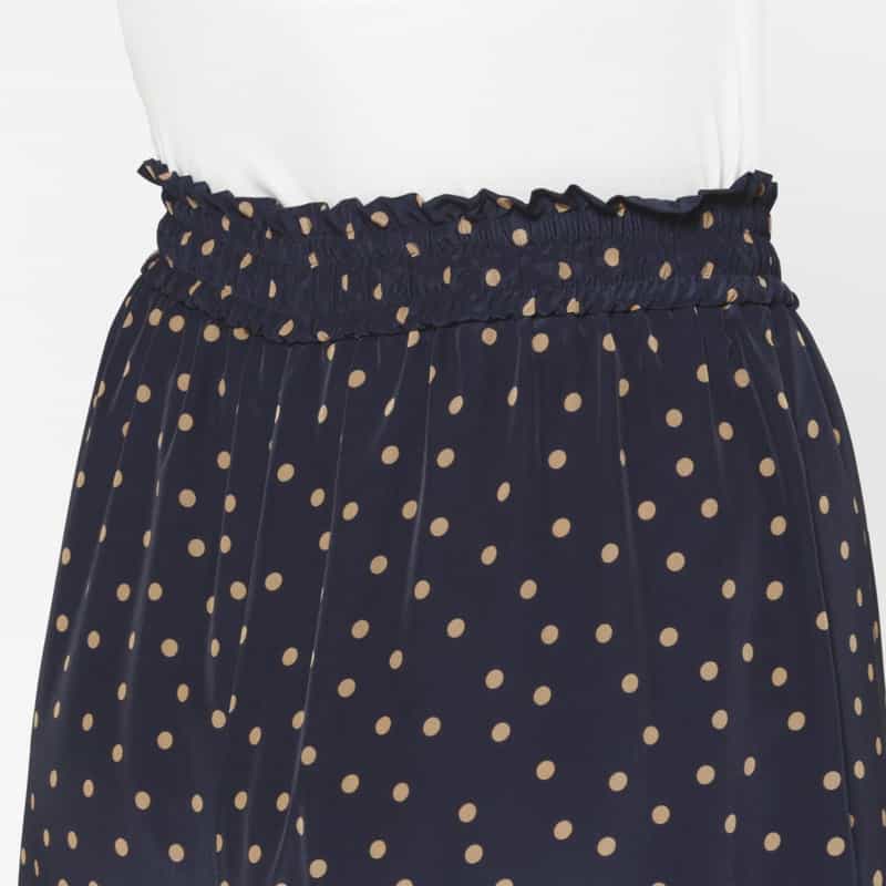 BARNEYS NEW YORK セットアップ ウォッシャブル ランダムドット柄ドローストリング付きギャザーワイドパンツ NAVY