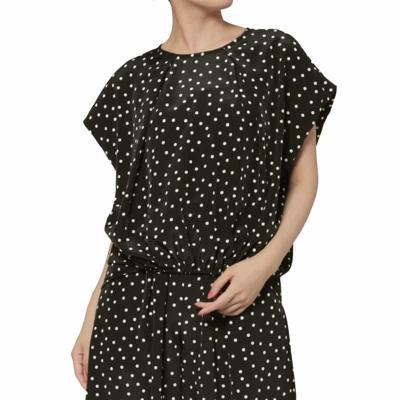 BARNEYS NEW YORK セットアップ ウォッシャブル ランダムドット柄ノースリーブブラウス BLACK