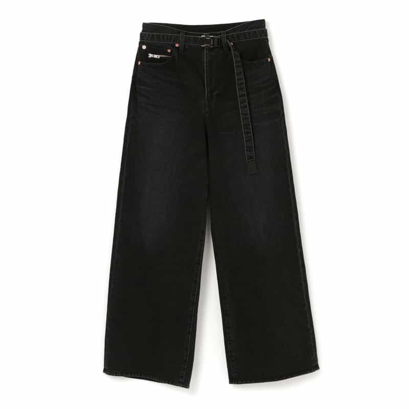 SACAI＜サカイ＞ ベルト付きワイドデニムパンツ