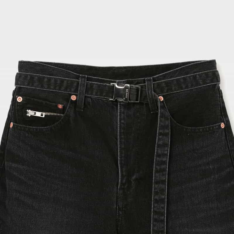 SACAI SACAI＜サカイ＞ ベルト付きワイドデニムパンツ BLACK