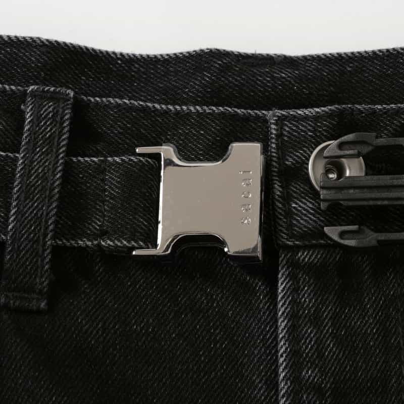 SACAI SACAI＜サカイ＞ ベルト付きワイドデニムパンツ BLACK