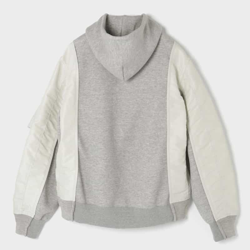 SACAI SACAI＜サカイ＞ コンビネーション ジップアップパーカー LIGHT GRAY