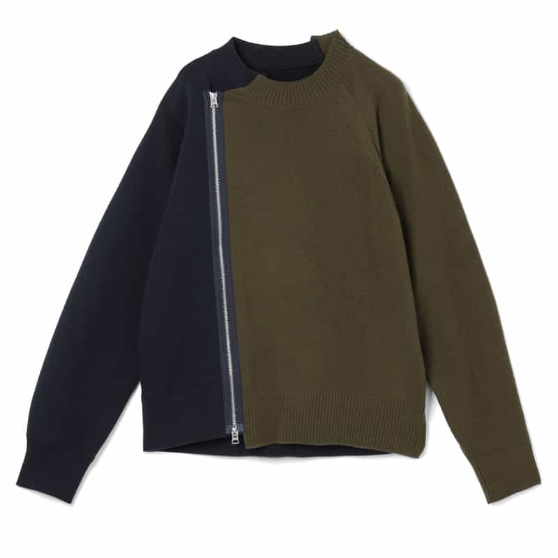 SACAI SACAI＜サカイ＞ コンビネーションジップアップスウェットプルオーバー NAVY