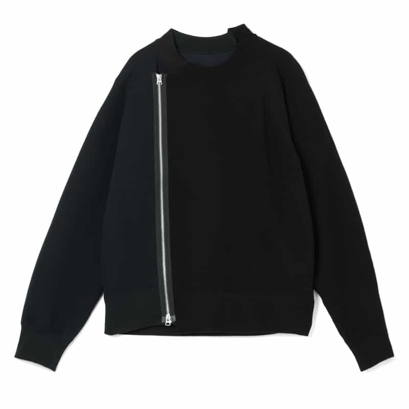 SACAI SACAI＜サカイ＞ コンビネーションジップアップスウェットプルオーバー BLACK