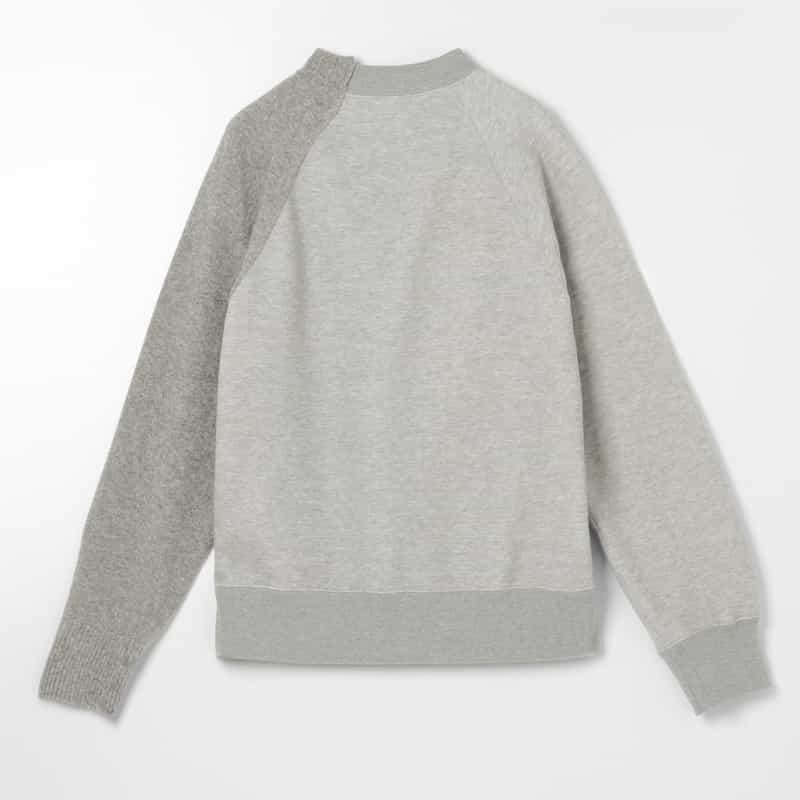 SACAI SACAI＜サカイ＞ コンビネーションジップアップスウェットプルオーバー LIGHT GRAY