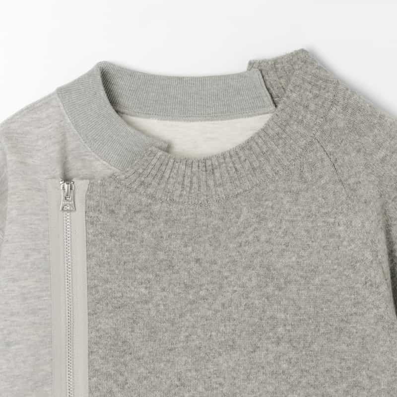 SACAI SACAI＜サカイ＞ コンビネーションジップアップスウェットプルオーバー LIGHT GRAY