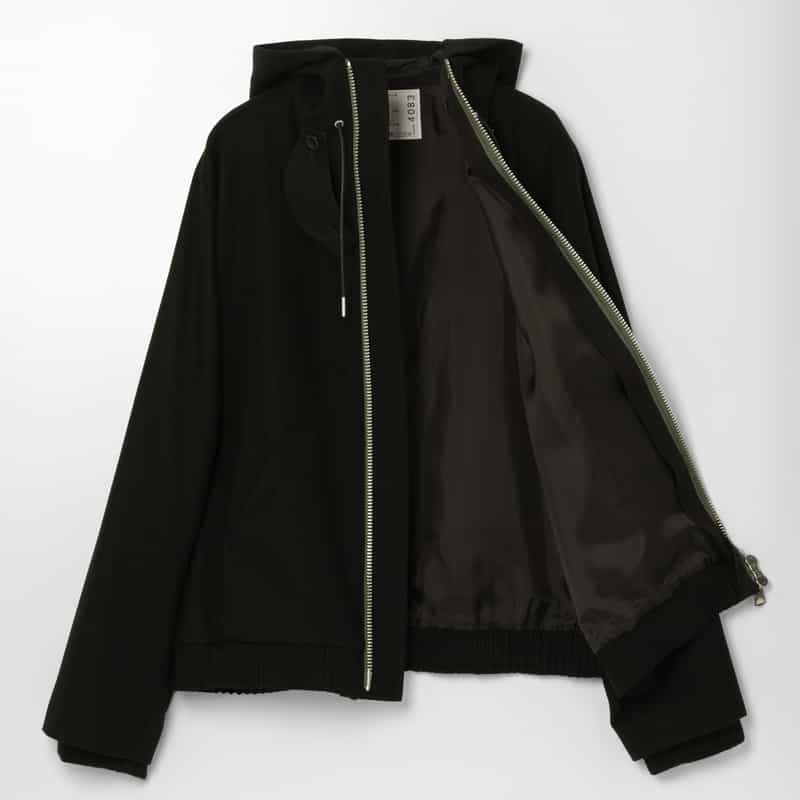 SACAI SACAI＜サカイ＞ ウールフランネル素材ジップアップフーディ BLACK
