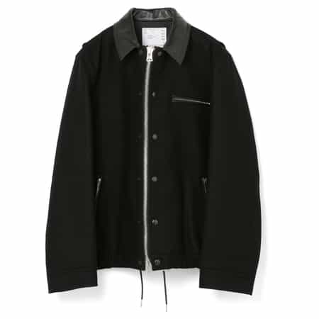 SACAI ＜サカイ＞ レザー切替 ジップアップウールブルゾン