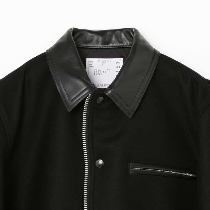SACAI SACAI ＜サカイ＞ レザー切替 ジップアップウールブルゾン BLACK