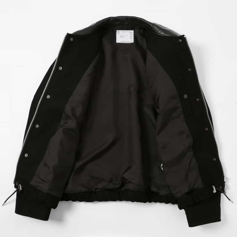 SACAI SACAI ＜サカイ＞ レザー切替 ジップアップウールブルゾン BLACK