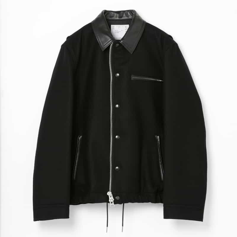 SACAI SACAI ＜サカイ＞ レザー切替 ジップアップウールブルゾン BLACK
