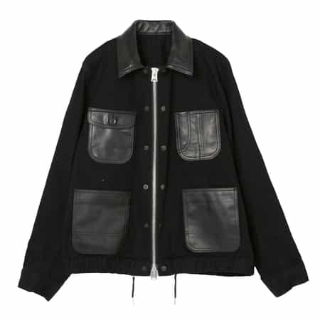 SACAI ＜サカイ＞ レザー切替 ジップアップデニムジャケット