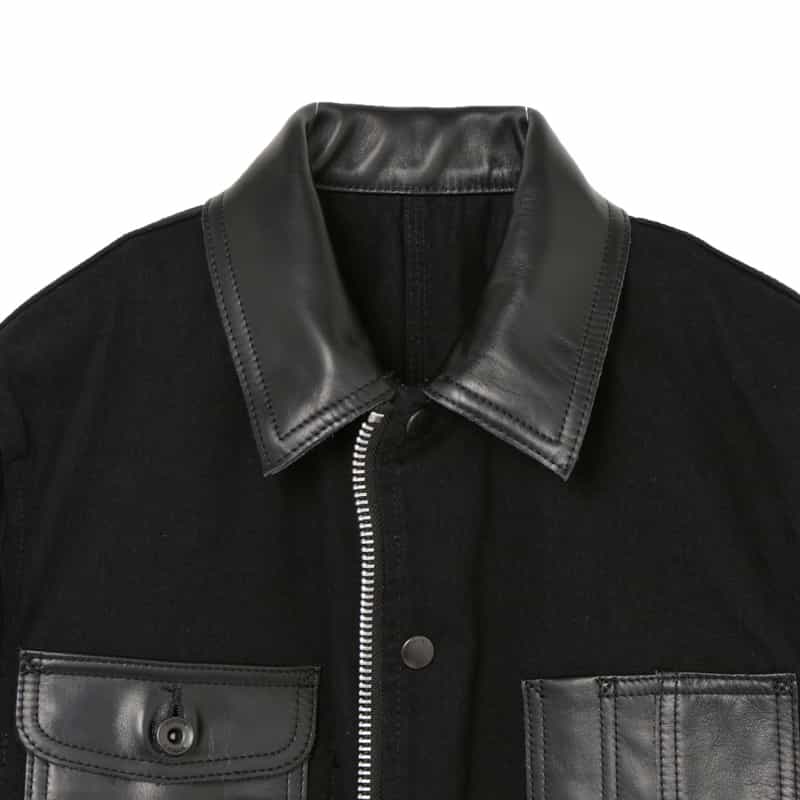 SACAI SACAI ＜サカイ＞ レザー切替 ジップアップデニムジャケット BLACK
