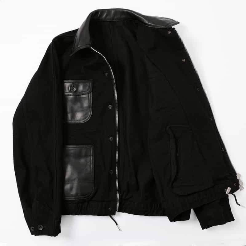 SACAI SACAI ＜サカイ＞ レザー切替 ジップアップデニムジャケット BLACK