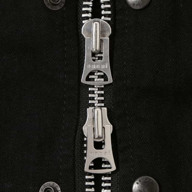 SACAI SACAI ＜サカイ＞ レザー切替 ジップアップデニムジャケット BLACK