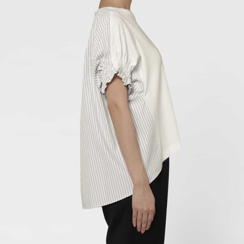 BARNEYS NEW YORK ウォッシャブル 異素材コンビネーションカットソー WHITE