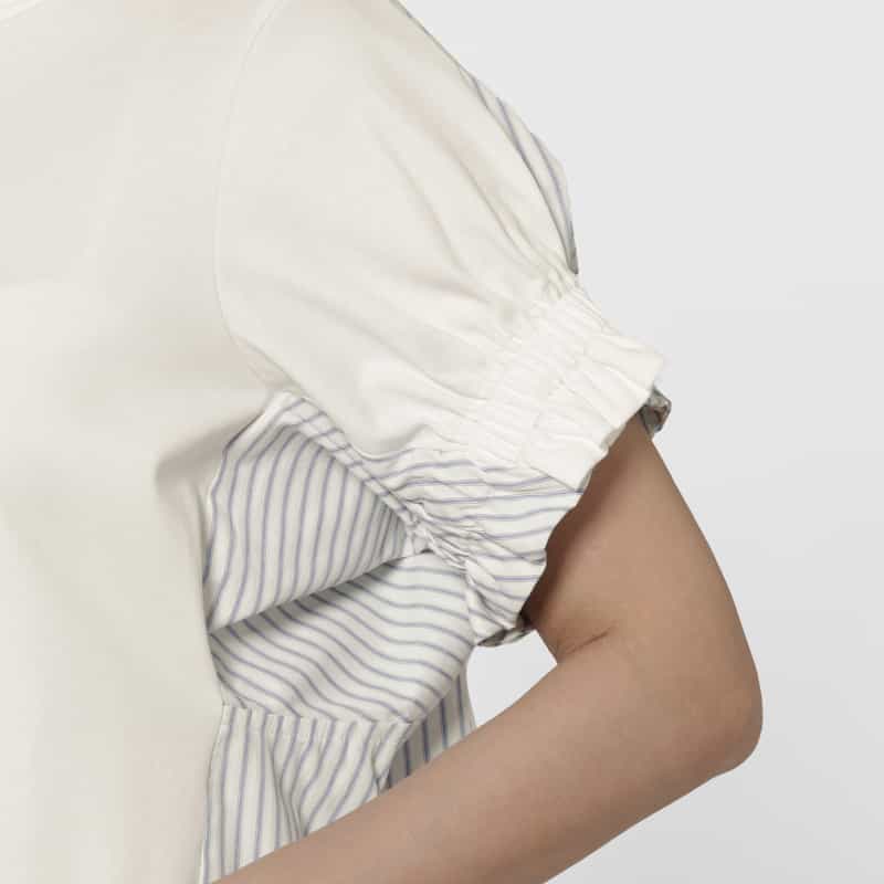 BARNEYS NEW YORK ウォッシャブル 異素材コンビネーションカットソー WHITE