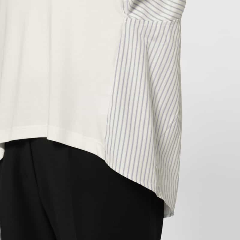 BARNEYS NEW YORK ウォッシャブル 異素材コンビネーションカットソー WHITE