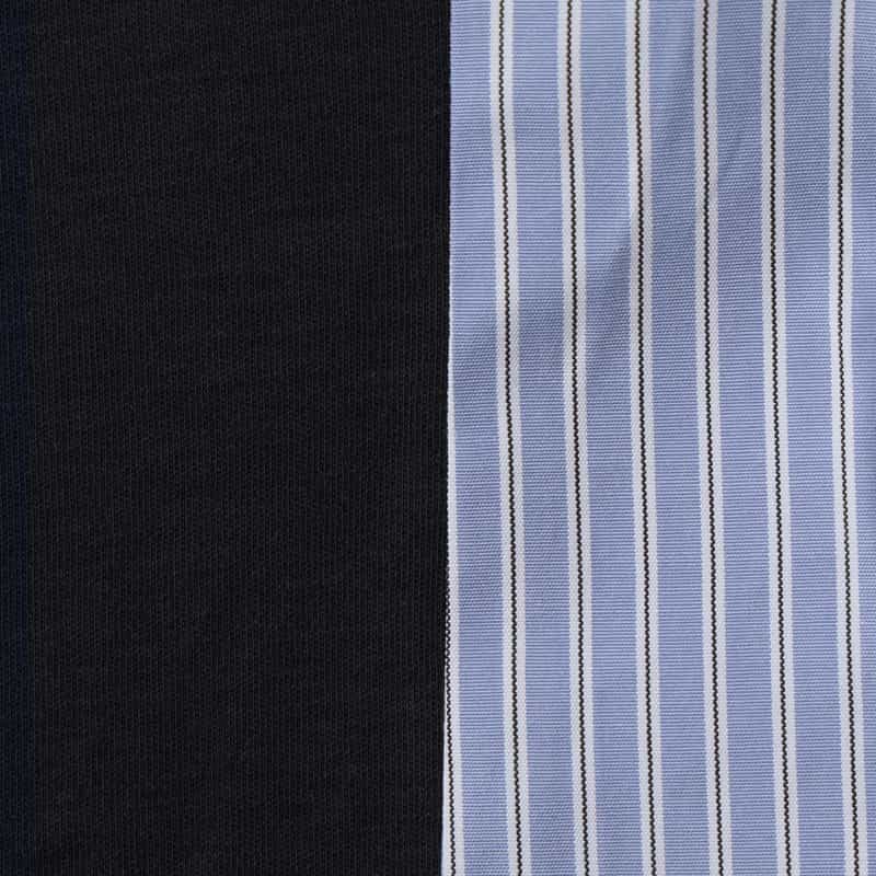 BARNEYS NEW YORK ウォッシャブル 異素材コンビネーションカットソー NAVY