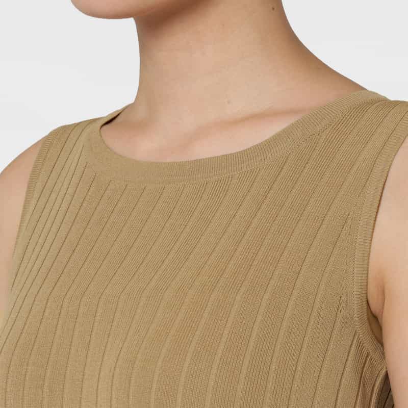 BARNEYS NEW YORK ウォッシャブル 異素材コンビネーションロングドレス BEIGE