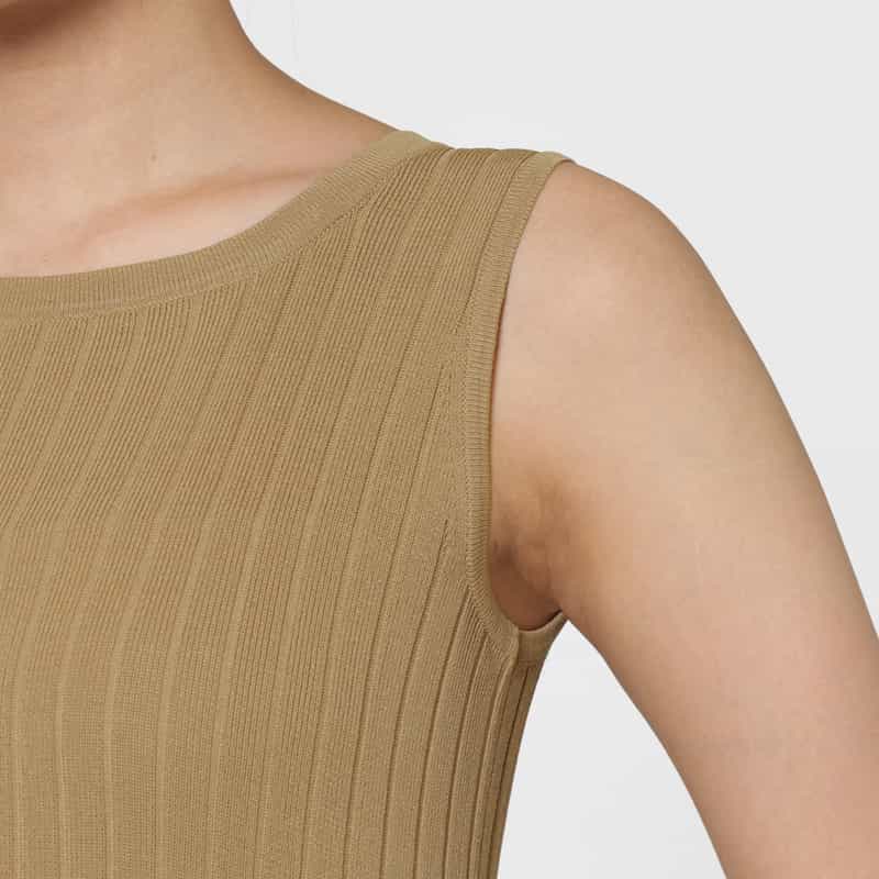 BARNEYS NEW YORK ウォッシャブル 異素材コンビネーションロングドレス BEIGE