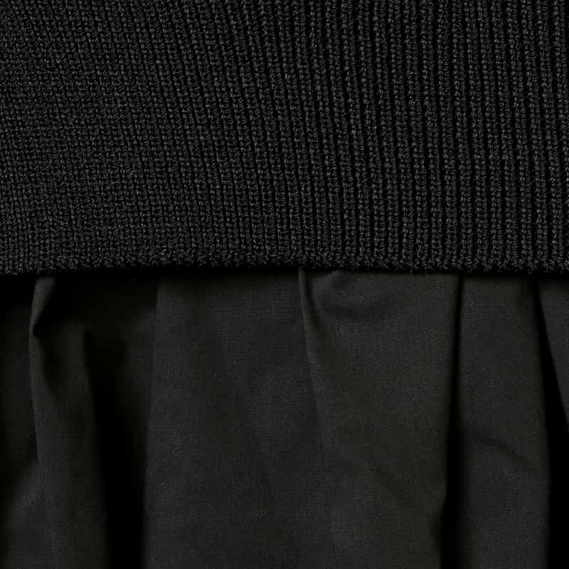 BARNEYS NEW YORK ウォッシャブル 異素材コンビネーションロングドレス BLACK