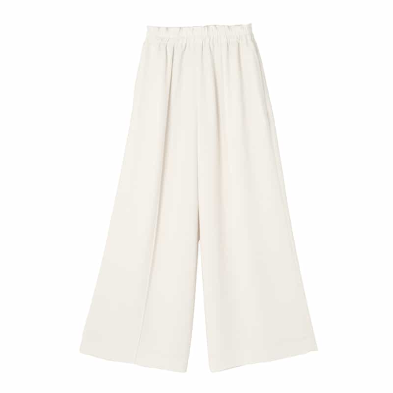 BARNEYS NEW YORK セットアップ ウォッシャブル ジョーゼット素材タックパンツ OFF WHITE
