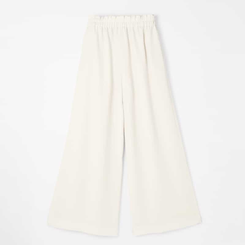 BARNEYS NEW YORK セットアップ ウォッシャブル ジョーゼット素材タックパンツ OFF WHITE