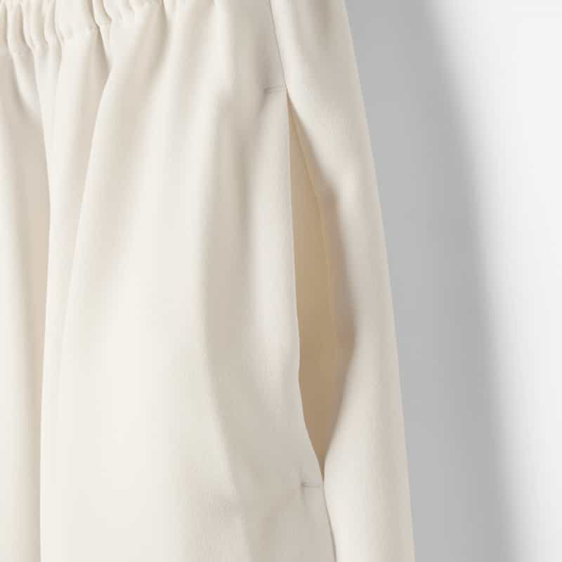 BARNEYS NEW YORK セットアップ ウォッシャブル ジョーゼット素材タックパンツ OFF WHITE