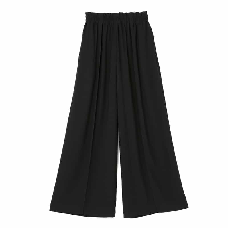 BARNEYS NEW YORK セットアップ ウォッシャブル ジョーゼット素材タックパンツ BLACK