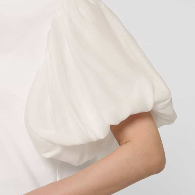BARNEYS NEW YORK ウォッシャブル 異素材コンビネーションボリュームスリーブカットソー WHITE