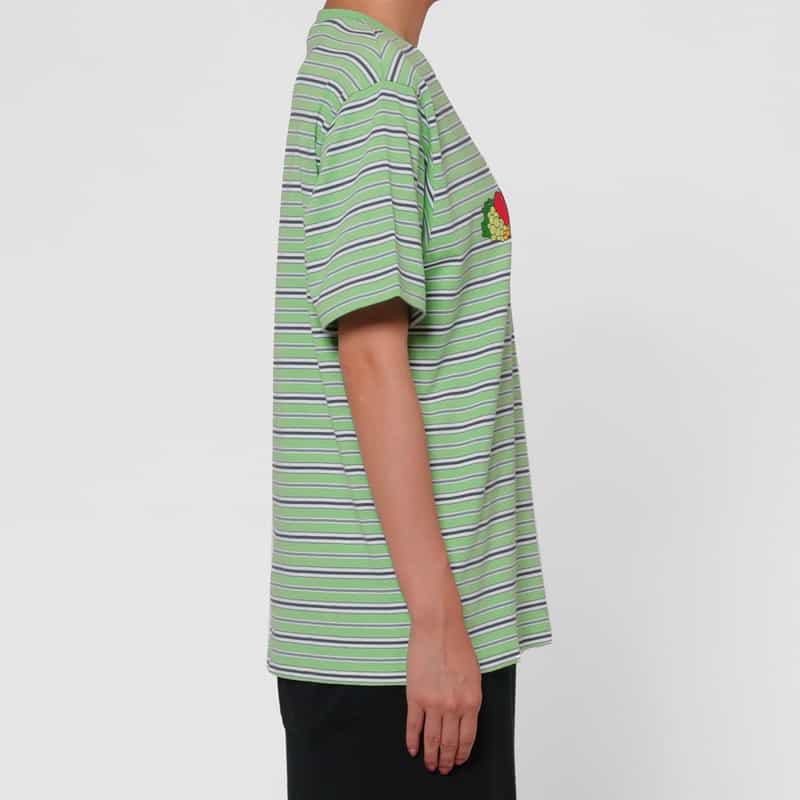 HOMME GIRLS HOMME GIRLS ＜オム ガールズ＞ ストライプ柄 フルーツプリントTシャツ GREEN