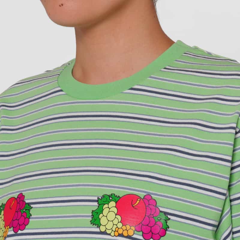 HOMME GIRLS HOMME GIRLS ＜オム ガールズ＞ ストライプ柄 フルーツプリントTシャツ GREEN