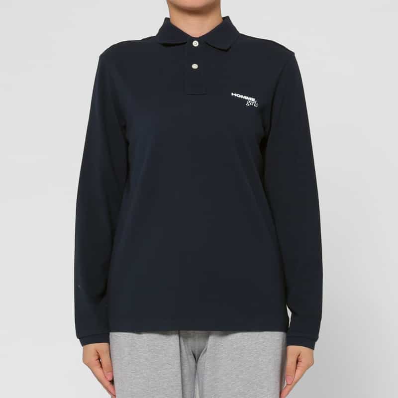HOMME GIRLS HOMME GIRLS ＜オム ガールズ＞ ロゴ入りロングスリーブポロシャツ NAVY