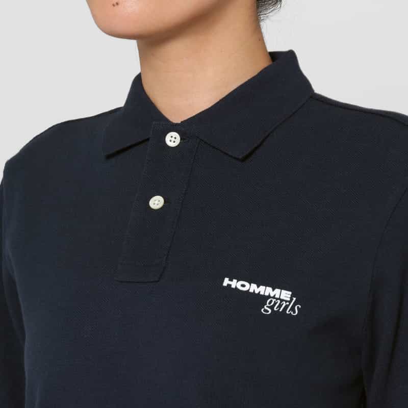 HOMME GIRLS HOMME GIRLS ＜オム ガールズ＞ ロゴ入りロングスリーブポロシャツ NAVY