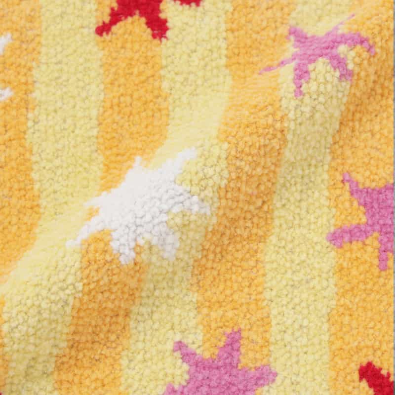 BARNEYS NEW YORK スター×ストライプ柄 シェニール織りタオルハンカチ ORANGE