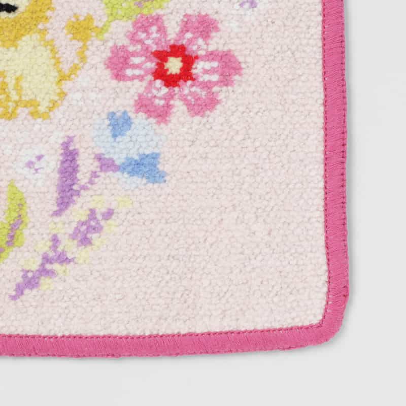 BARNEYS NEW YORK ライオン×フラワー柄 シェニール織りタオルハンカチ PINK