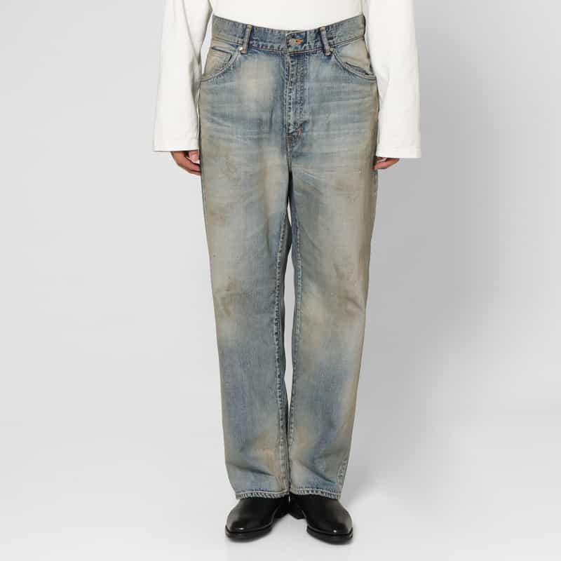 BARNEYS NEW YORK BARNEYS NEW YORK by ANCELLM　ダメージワイドデニムパンツ BLUE