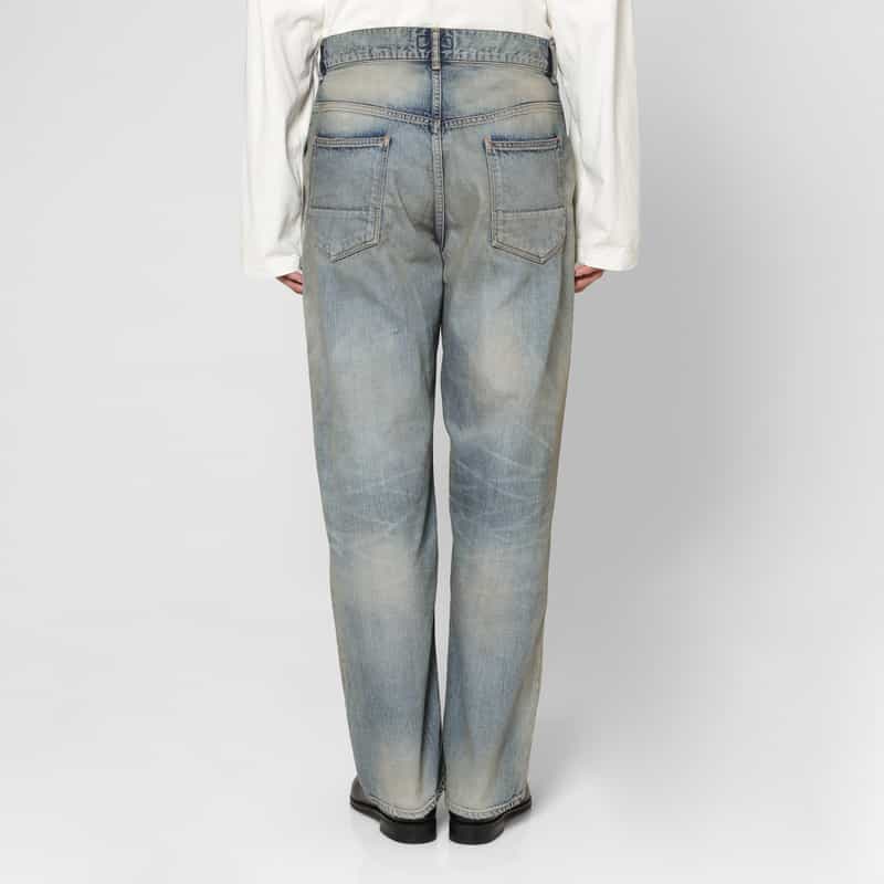 BARNEYS NEW YORK BARNEYS NEW YORK by ANCELLM　ダメージワイドデニムパンツ BLUE