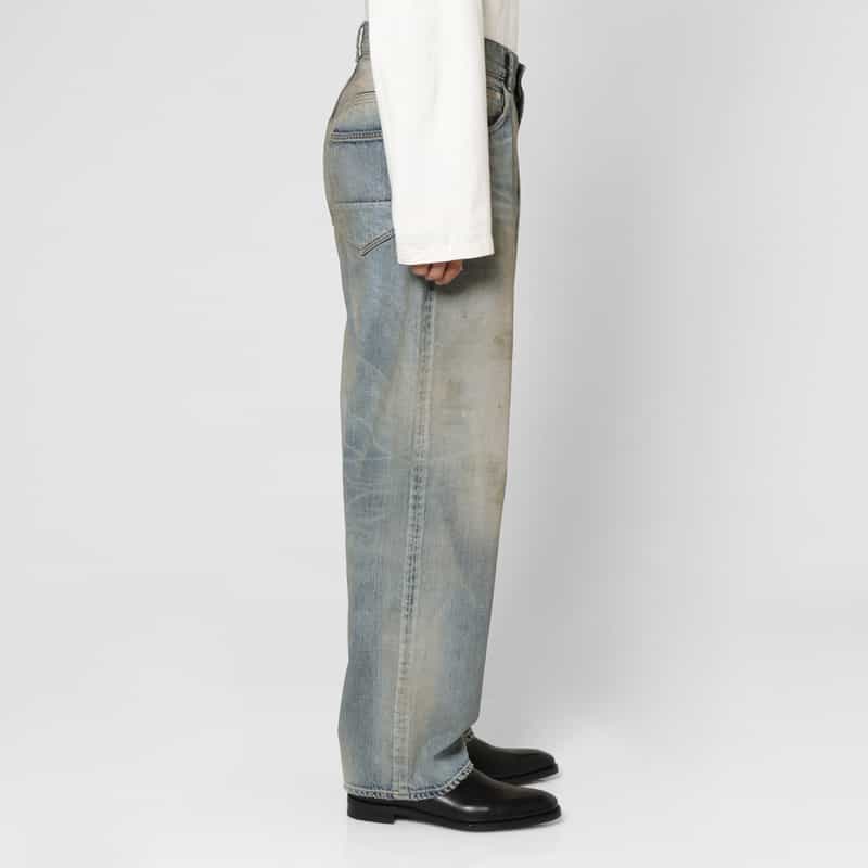 BARNEYS NEW YORK BARNEYS NEW YORK by ANCELLM　ダメージワイドデニムパンツ BLUE